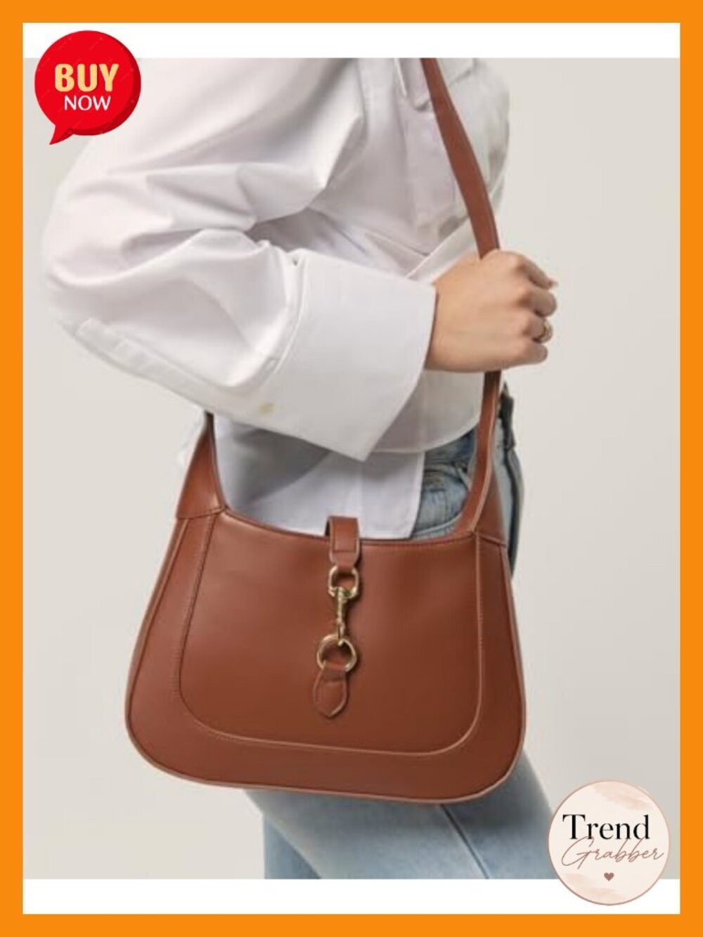 Small Vegan Leather Hobo Shoulder Bag with Detachable Strap - Picture 5 of 6